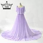 Purple Sleeveless Chiffon Wedding Dresses Pregnant Wedding Gowns HA2044