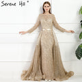 On Sale no return no refundSale Fashion Mermaid Luxury Evening Dress Long Sleeves  Gliter  with train Evening Gowns 2025 LA6112