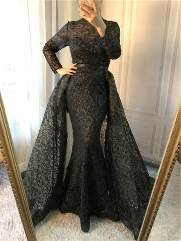 Robe de soirée sirène luxueuse à paillettes, manches longues, avec traîne, en solde, sans retour ni remboursement, modèle 2025 LA6326