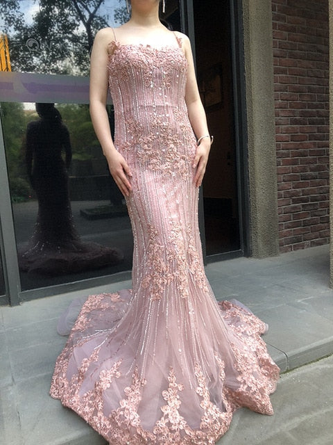 On Sale No Return No Refund Mermaid Lace Elegant Evening Dresses Evening Party LA6105