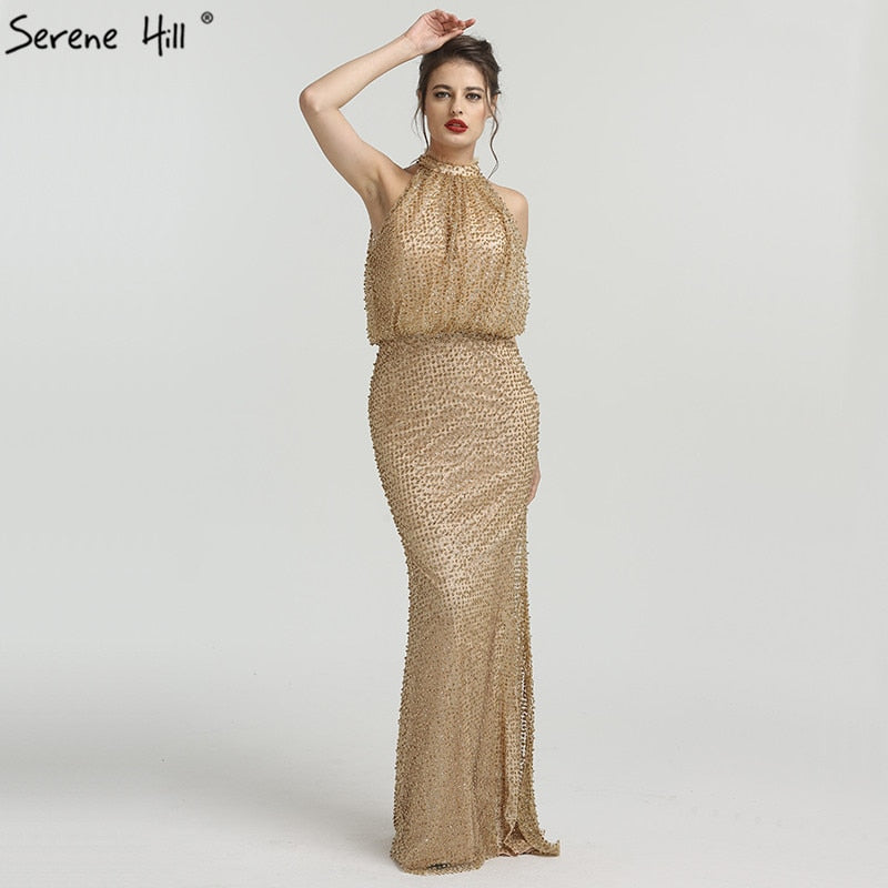 Mermaid Evening Dresses Beading Pearls  Glitter  Evening Gown LA6460