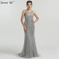 On Sale no return no refundSale Grey Luxury Sleeveless Sexy Evening Dresses Elegant Mermaid Sequined Sparkle LA6580