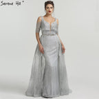 Vintage A-Line Evening Dresses V-Neck Half Sleeves Glitter Evening Gowns LA6589