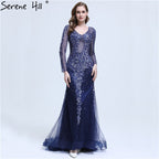 On Sale No Return No Refund Sparkly Luxury Crystal Sequined Tulle Evening Dress Elegant Mermaid LA6400