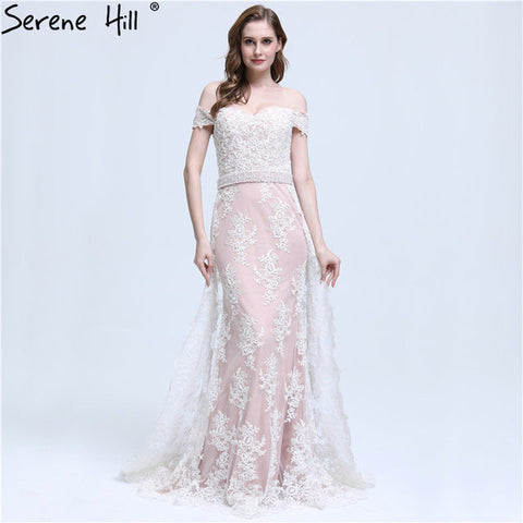 Vestido de noche elegante de sirena con perlas y sin mangas LA6398