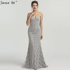Sexy Full Crystal Evening Dresses Sleeveless Elegant Mermaid LA6508