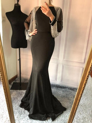 Robe de bal sirène élégante avec chaîne et perles en cristal LA6219