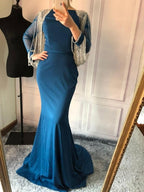 Beading Chain Elegant Mermaid Prom Dresses Crystal LA6219