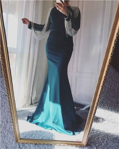 Robe de bal sirène élégante avec chaîne et perles en cristal LA6219