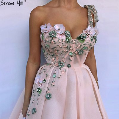 On Sale No Return No Refund One Shoulder Fashion Sexy Newst Evening Dresses 2025 Flowers Pearls Sleeveless Formal Evening Gowns LA6512