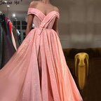 Peach Pink Luxury Sparkle Tulle Evening Dresses LA6505