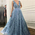 On Sale no return no refund Sale Deep-V Tulle Evening Dresses Appliques Pearls Sleeveless LA6482