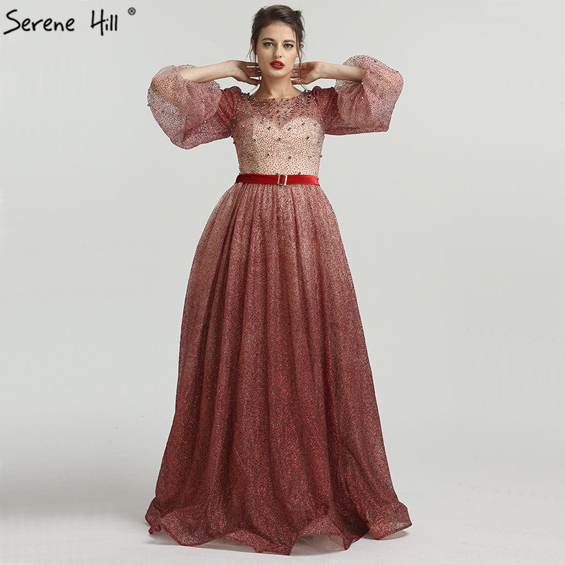 On Sale no return no refund Sale Diamond Crystal Evening Dresses Embroidery Pearls Fashion Sexy Evening Gowns LA6515