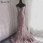 Sale Pink Sexy Elegant Evening Dresses 2025 Lace Pears Diamond Mermaid Formal Evening Dress Real Photo LA6355