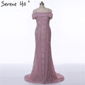 On Sale no return no refundSale Newest Mermaid Elegant Evening Dress Long Sexy Sleeveless Pearls Beading Evening Gowns LA6013