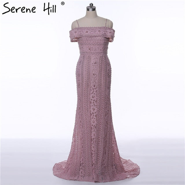 On Sale no return no refundSale Newest Mermaid Elegant Evening Dress Long Sexy Sleeveless Pearls Beading Evening Gowns LA6013