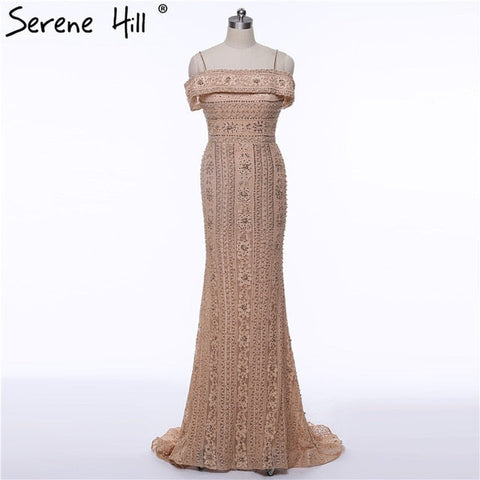 En oferta, sin devoluciones ni reembolsos. Vestido de noche largo, elegante y sexy de sirena, sin mangas, con perlas y pedrería (LA6013).