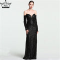 On Sale no return no refund Sale Vintage Off Shoulder Long Sleeves Evening Dresses Beading Sequined Mermaid LA6128