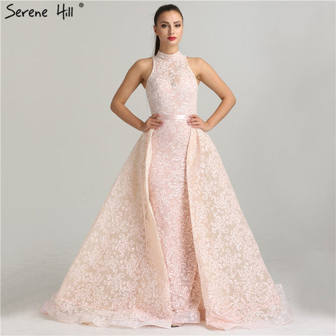 Vestidos de noche de tul rosa sirena LA6289