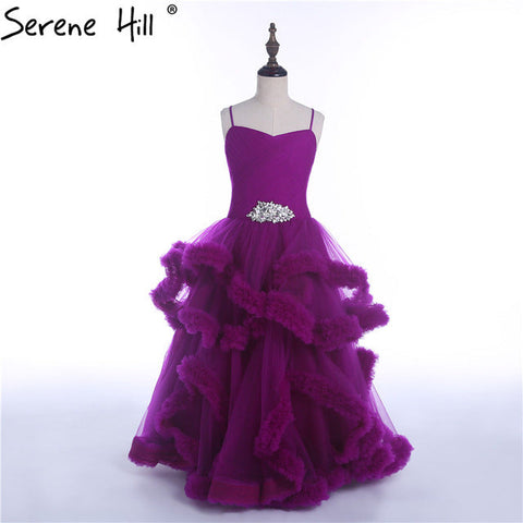 Purple Diamond Tulle Flower Girl Dresses Sleeveless Pageant Dresses Girls GlitzB HTA0035