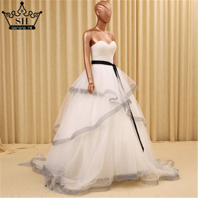 Puffy Tulle Wedding Dress  Ruffles  Ball Gown  Beaded Yellow Bungundy Court Train Bridal Dresses