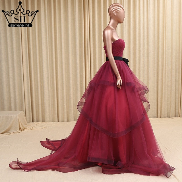 Puffy Tulle Wedding Dress  Ruffles  Ball Gown  Beaded Yellow Bungundy Court Train Bridal Dresses