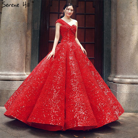 Vestidos de novia rojos de lujo con un solo hombro