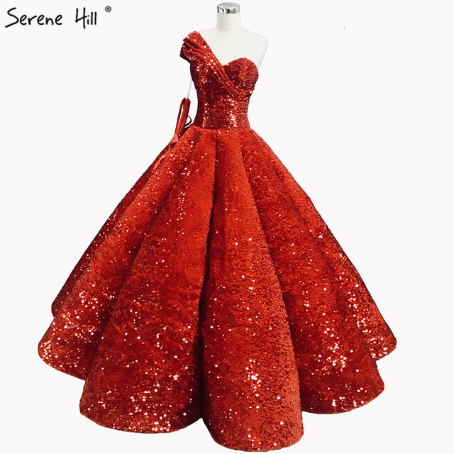 Red Luxury One Shoulder Wedding Dresses