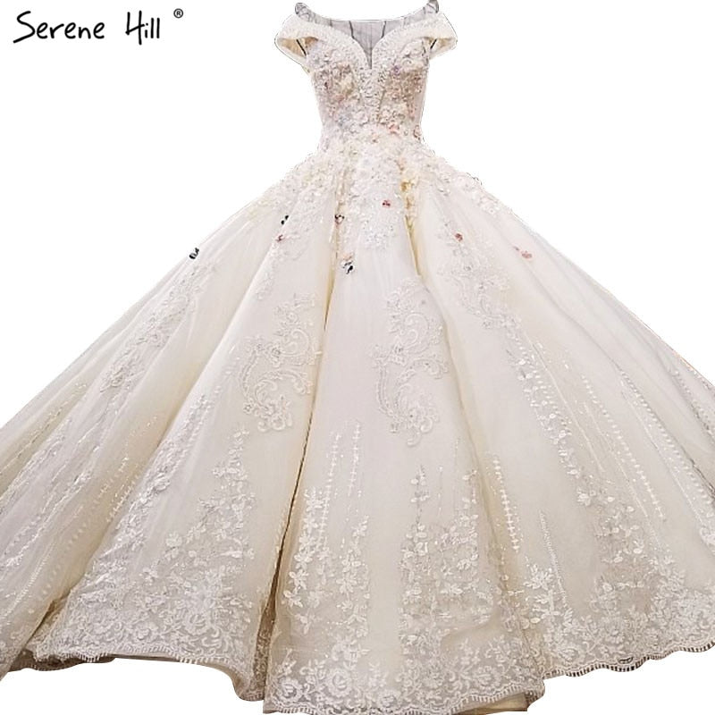 Luxury Sleeveless Colored Flowers Vintage Wedding Dresses Custom Fashion Bridal Gown