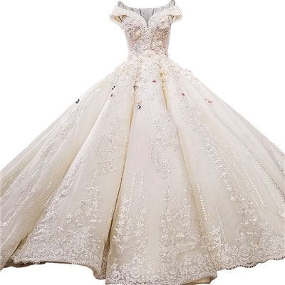 Luxury Sleeveless Colored Flowers Vintage Wedding Dresses Custom Fashion Bridal Gown