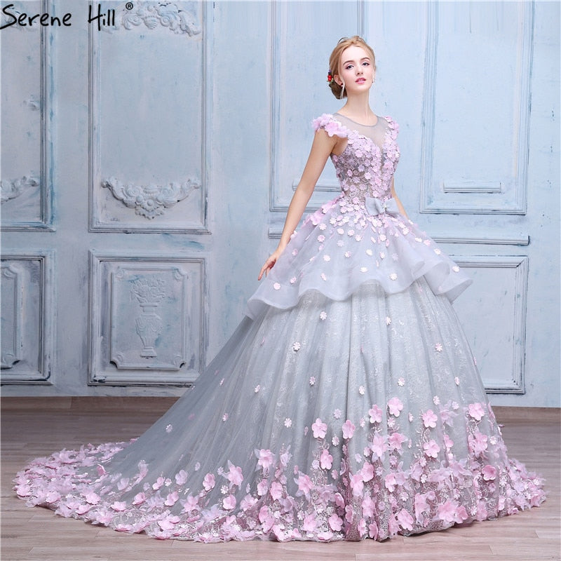 Pink Flower Ball Gown Wedding Dress Bridal Dress HA2043