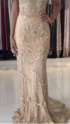 Sale Pink Sexy Elegant Evening Dresses 2025 Lace Pears Diamond Mermaid Formal Evening Dress Real Photo LA6355