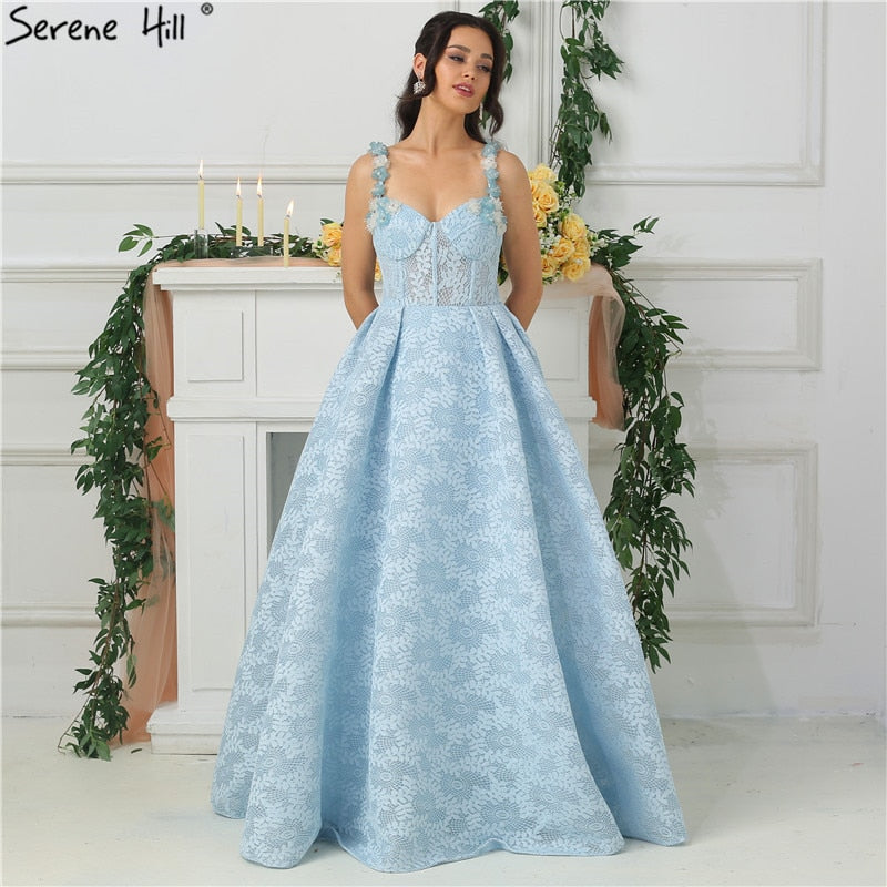 On Sale No Return No Refund Sale Strapless Beach Lace Evening Dresses Sequined Diamond Evening Gowns LA6537
