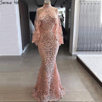 On Sale No Return No Refund Halter Mermaid Evening Dresses Sleeveless Evening Gowns LA6469
