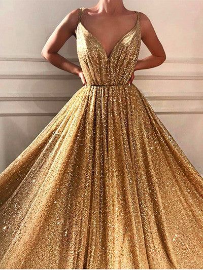 On Sale no return no refundSale Dubai Deep-V Sleeveless Glitter Evening Dresses LA6561