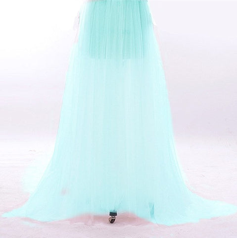 En oferta. Sin devoluciones ni reembolsos. Vestido de noche azul transparente de manga larga. Talla personalizada. Tallas grandes. HA2098