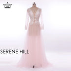 On Sale No Return No Refund Sale Formal dress Long Sleeve See Through Blue Evening Dresses Custom Size Plus Size HA2098