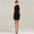 On Sale No Return No Refund Sale Diamond CUT-OUT Black Simple Evening Gowns Crystal Sleeveless Evening Party Dresses LA6240
