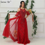 On Sale no return no refundSale Dubai Design Half Sleeves Evening Dresses Diamond Beading Sexy Evening Gown LA6691