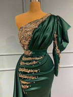 Robes de bal vert foncé | Robes de soirée longues à manches