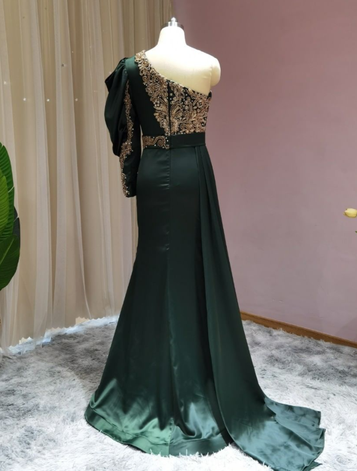 Robes de bal vert foncé | Robes de soirée longues à manches