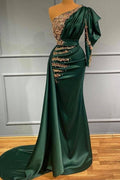 Robes de bal vert foncé | Robes de soirée longues à manches