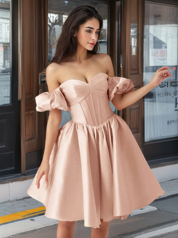 Prom Dresses With Puffy Sleeves Homecoming Dress VMH117