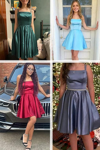 Vestido de graduación con shorts, vestido de fiesta con bolsillos SYH80 