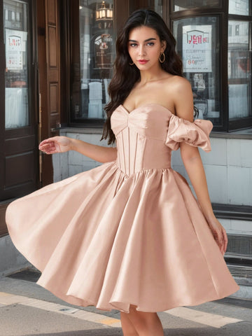 Prom Dresses With Puffy Sleeves Homecoming Dress VMH117