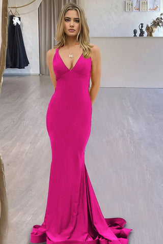 Quaylee | Robe de bal sirène jaune en satin à col V et traîne