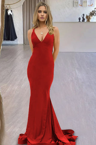 Quaylee | Robe de bal sirène jaune en satin à col V et traîne