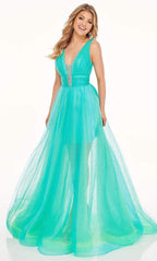 Plunging V Neck Tulle Dress