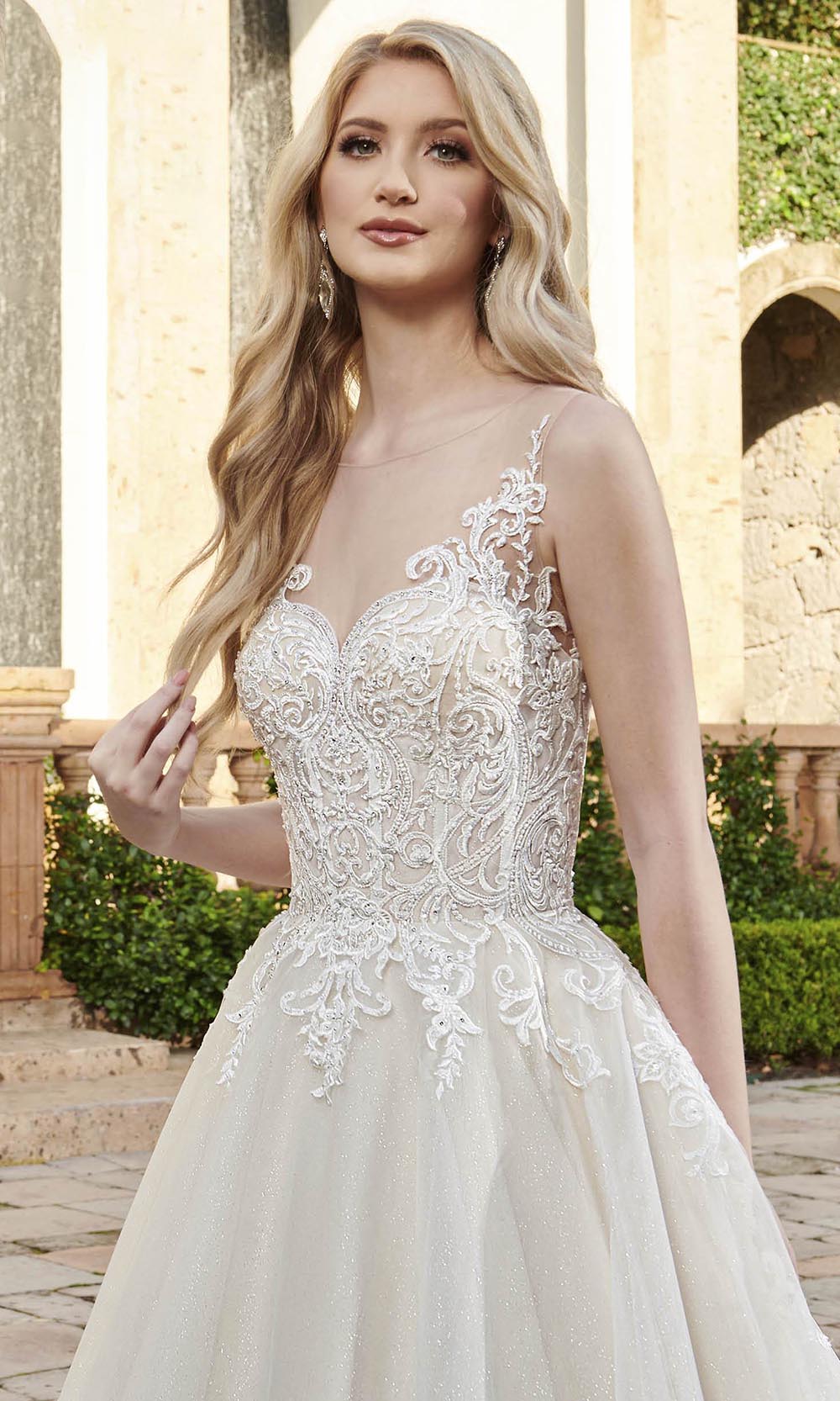 Glittered Tulle A Line Wedding Gown
