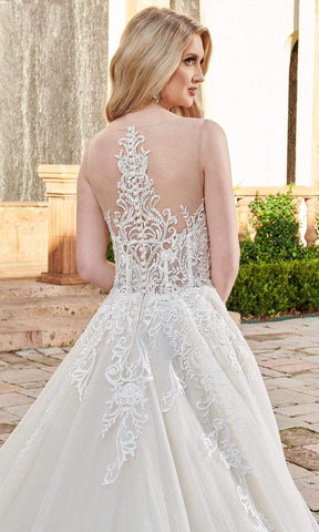 Vestido de novia de corte A de tul con lentejuelas